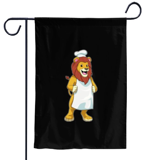 Lion As Cook With Chef Hat Cooking Apron Garden Flags