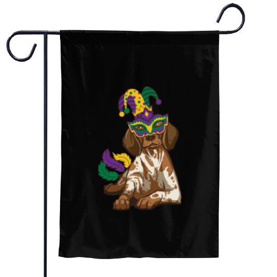 Doggy Mardi Gras Jester Mask Costume Cute Animal Garden Flags