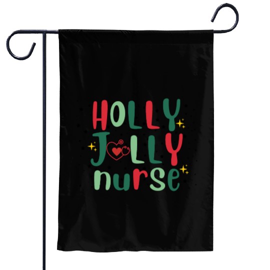 HOLLY JOLLY NURSE 3 Garden Flags