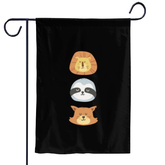 Lion, Sloth and Weasel Garden Flags