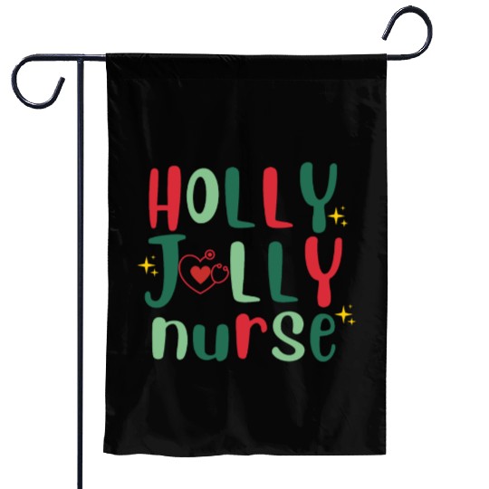 HOLLY JOLLY NURSE4 Garden Flags