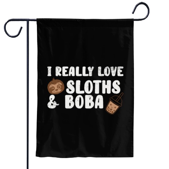 Cute Lazy Sloth Boba Tea Sweet Bubble Tea Garden Flags
