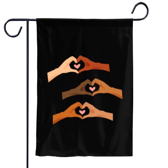 Watercolor Multi Hands Making Hearts Garden Flags