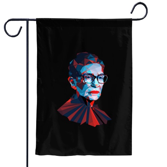 Ruth Bader Ginsburg low polygon design red blue Garden Flags