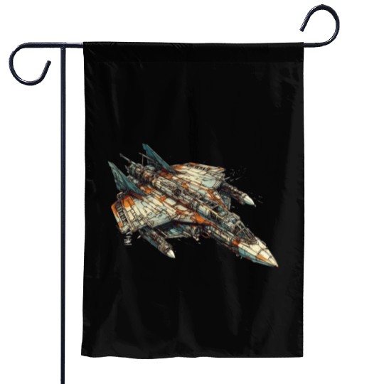 Sci fi FIghter jet Garden Flags