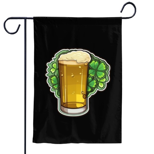 Irish Beer with Shamrock Leaf Garden Flags