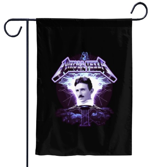 Nikola Tesla Heavy Metal Electricity by gnarly Garden Flags