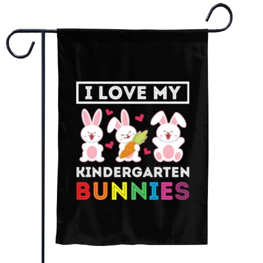 I Love My Kindergarten Bunnies Teacher Easter Garden Flags