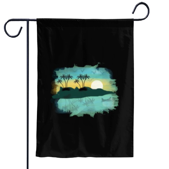 Beach Sunset Watercolor Design Sublimation Art 2 Garden Flags
