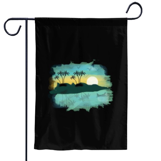 Beach Sunset Watercolor Design Sublimation Art 2 Garden Flags