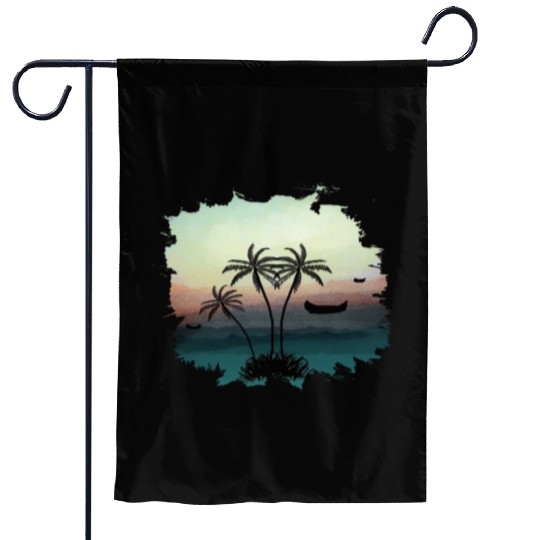 Beach Sunset Watercolor Design Sublimation Art 3 Garden Flags