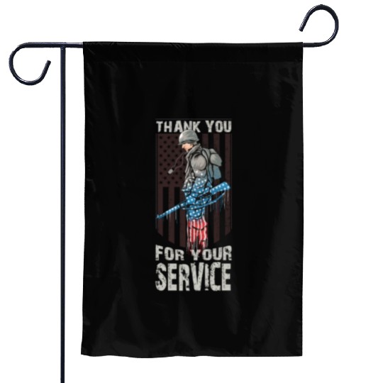 Thank You For Your Service Veteran US Flag Veteran Garden Flags