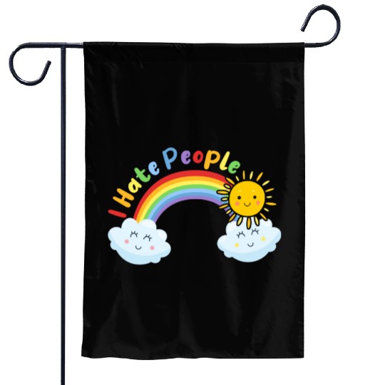 Cute Sun And Cloud I Hate People Garden Flags