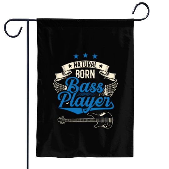 Natural Born Bass Player Guitar Musician Band Garden Flags