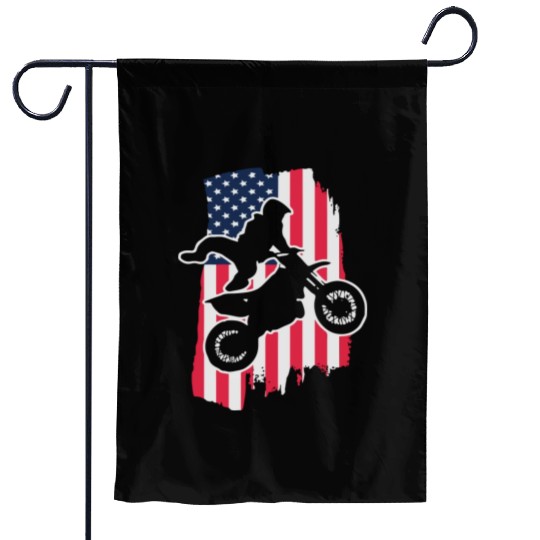 Dirt Bike USA Garden Flags