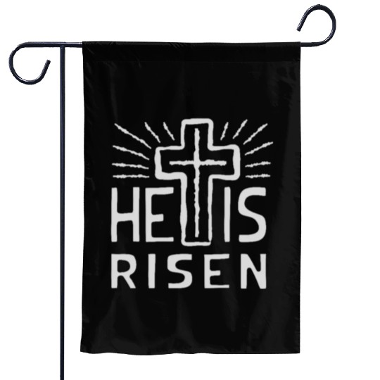 Christian Cross Easter He is Risen Garden Flags
