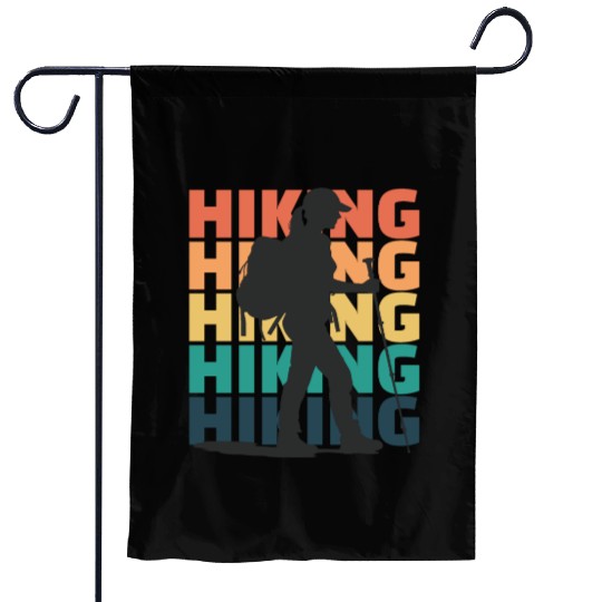 Hiking Female Hiker Retro Vintage Garden Flags