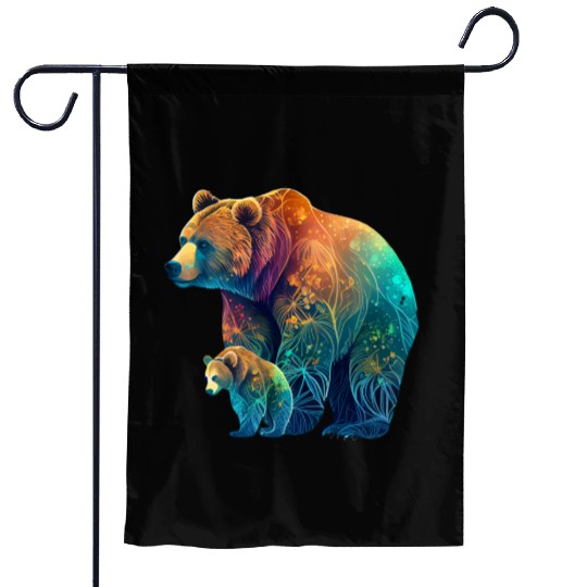 Mother Bear and Cub Sublimation Graphic Wild 1 Garden Flags