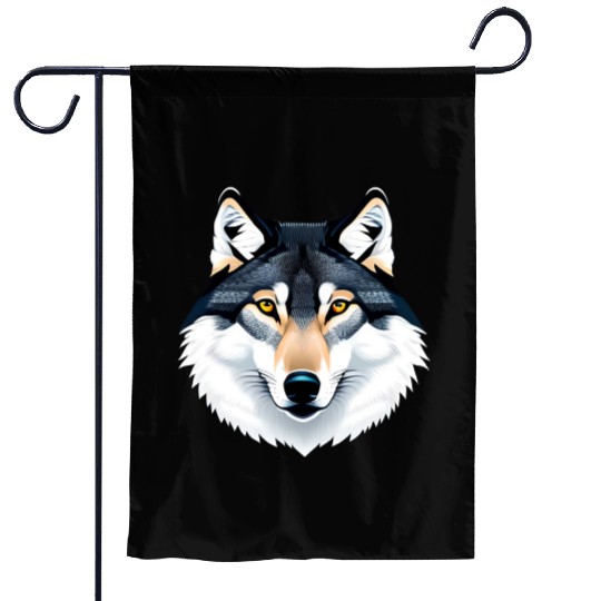Wolf howling at the moon graphic Garden Flags