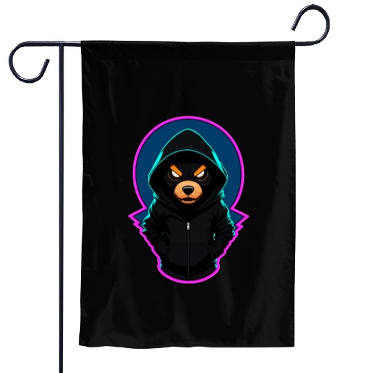 Evil Teddy Bear With Garden Flags