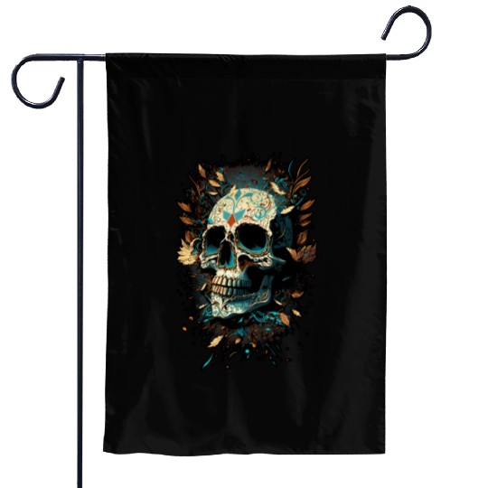 Skull Dia de los Muertos Halloween Tattoo Gift Garden Flags