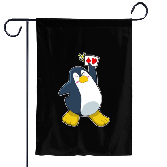 Penguin At Poker With Poker Cards Garden Flags