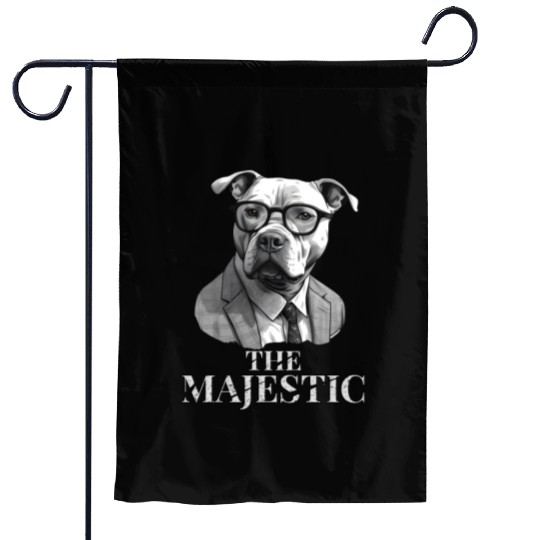 Majestic Pitbull wearing suit and eyeglasses Garden Flags