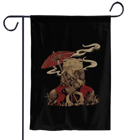 Japanese Frog Chill Garden Flags