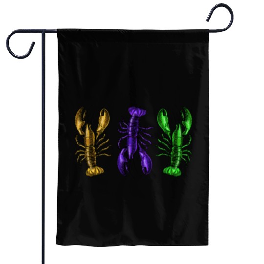 Lobster Mardi Gras Garden Flags