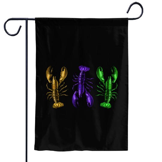 Lobster Mardi Gras Garden Flags