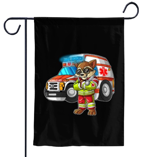 Paramedic - Raccoon Garden Flags