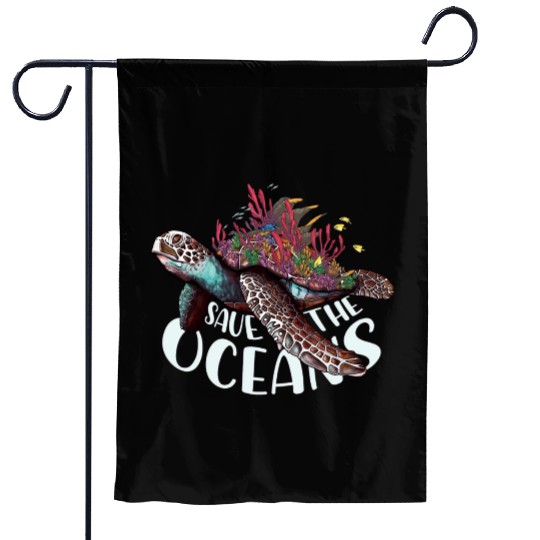 Save The Ocean Sea Turtle Reefs Cartoon Garden Flags