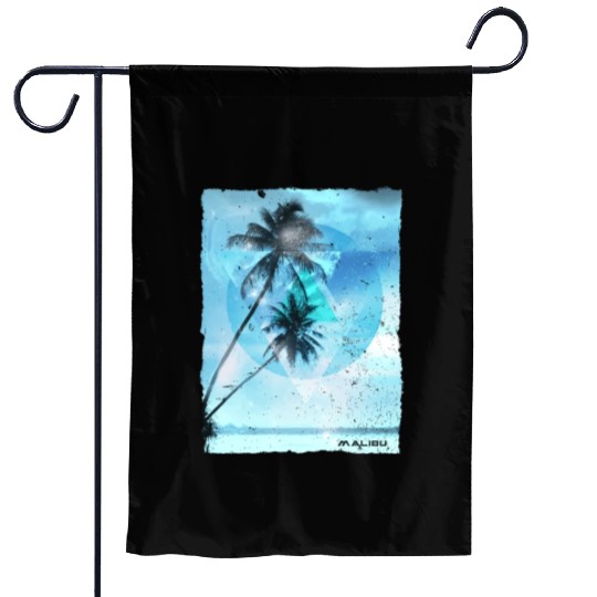Artistic Malibu California Palm Tree Vacation Garden Flags
