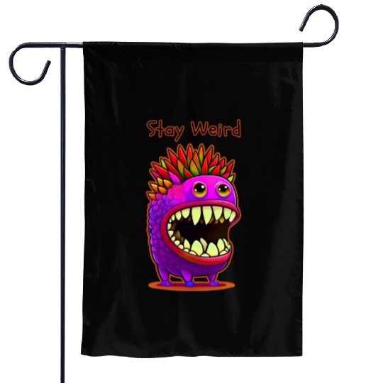 Stay Weird Monster Doodle Violet Garden Flags