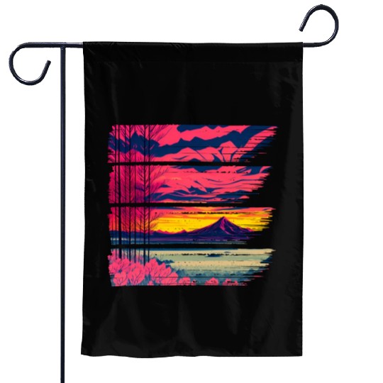 Red Sunset Mountain Garden Flags
