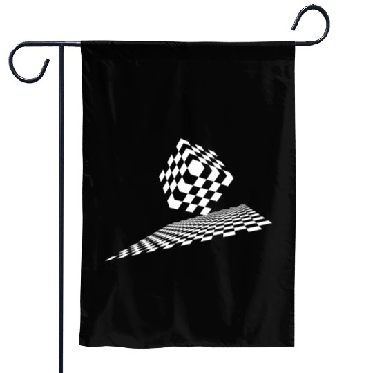 3d cube opart design Garden Flags
