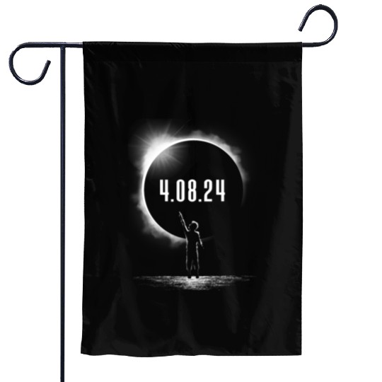 Total Solar Eclipse Boy Silhouette 4.08.24 Eclipse Garden Flags