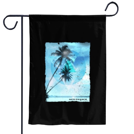 Artistic Nice France Palm Tree Vacation Garden Flags