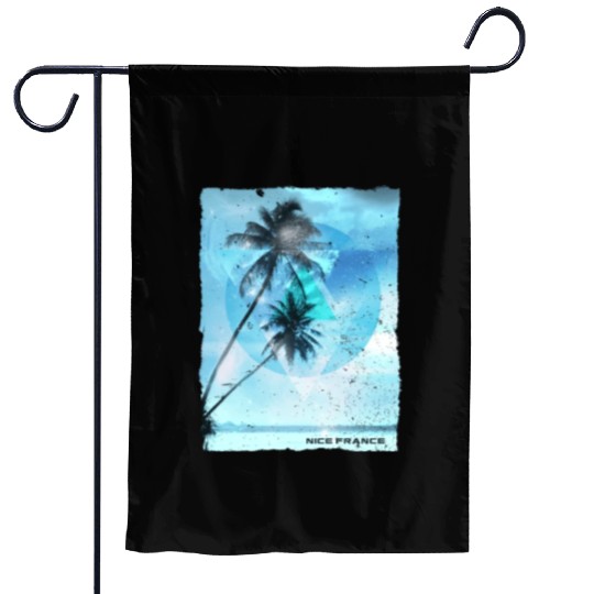 Artistic Nice France Palm Tree Vacation Garden Flags