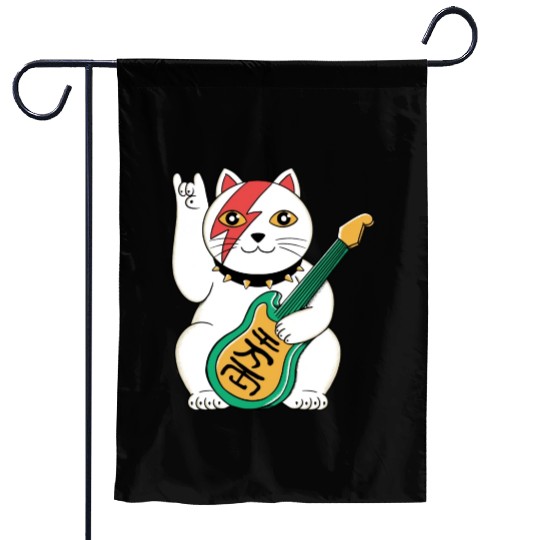 Lucky Cat Guitar Guitarist Garden Flags
