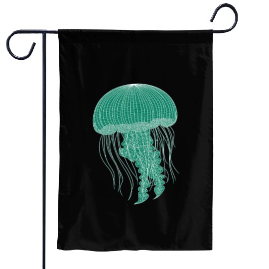 Sea life, Green Jellyfish Garden Flags