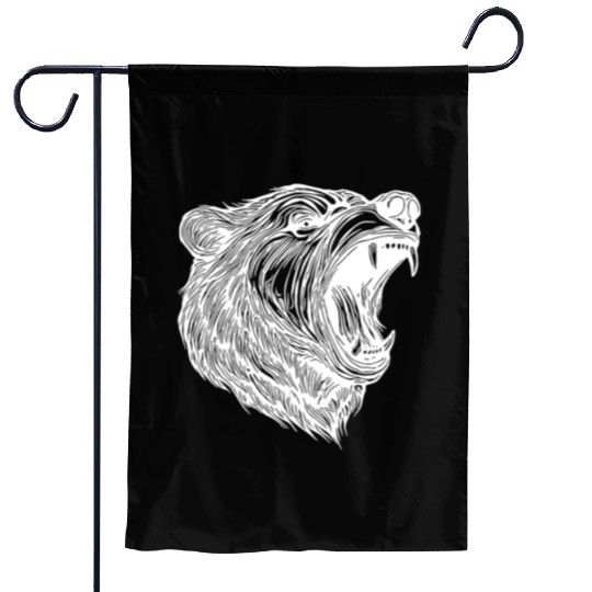 Wild Bear's Head With Sharp Teeth Garden Flags