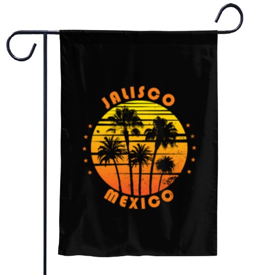 Retro Jalisco Mexico Souvenir Vintage Palm Tree Garden Flags