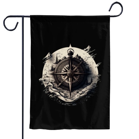 navy compass Garden Flags