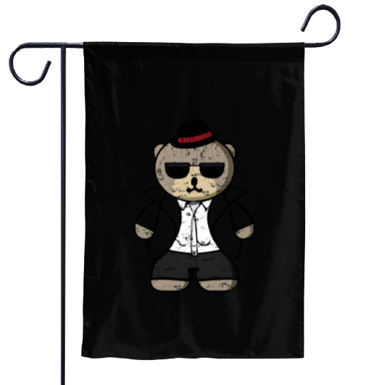 Kawaii Gangster Bear with Black Sunglasses Garden Flags