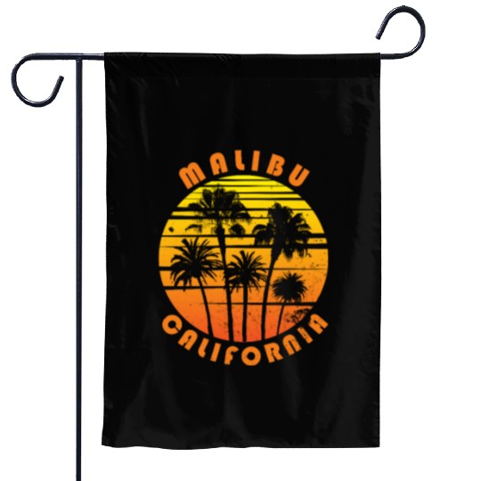 Retro Malibu California Souvenir Vintage Palm Tree Garden Flags