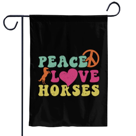 Horse Lover Equestrian Riding Peace Love Horses Garden Flags