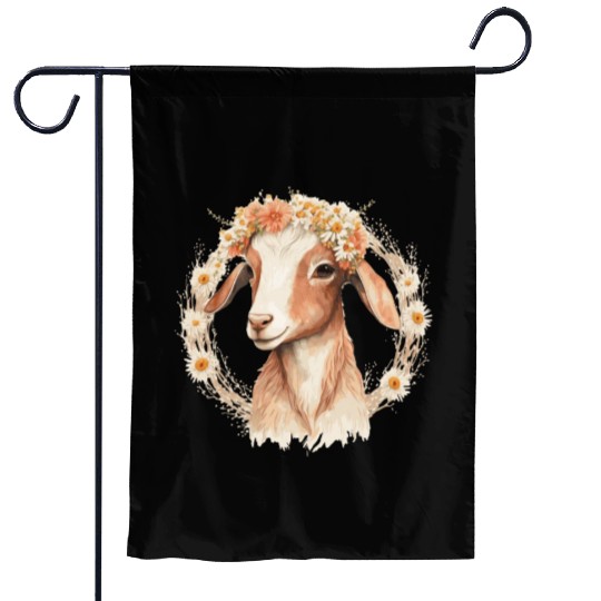 Baby Goat Flower Crown Floral Farm Animal Pet Garden Flags