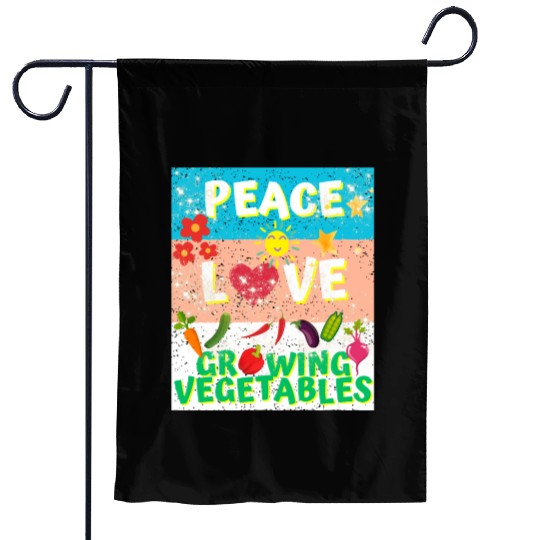 Peace love Vegetables design for him cool Garden Flags