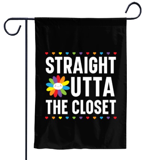 Straight Outta The Closet Rainbow Pride LGBTQ Gay Garden Flags
